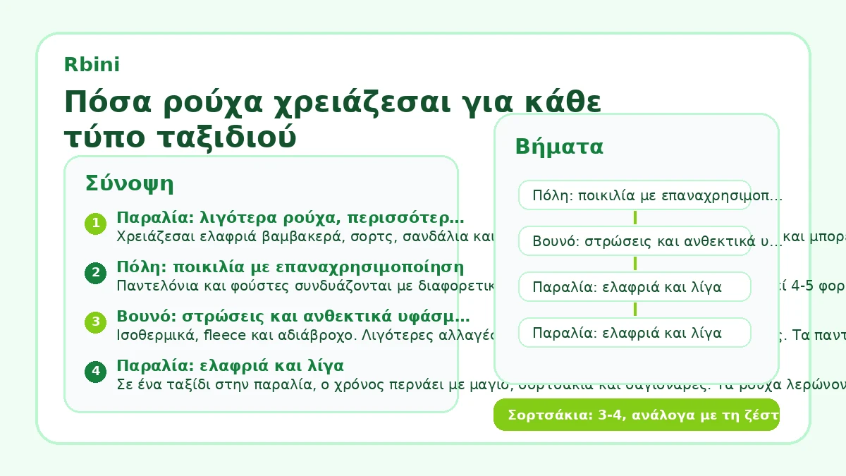 Πόσα ρούχα χρειάζεσαι για κάθε τύπο ταξιδιού
